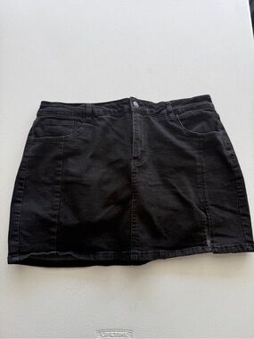 Classic Black Denim Mini Skirt - Women